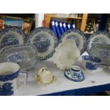 A mixed lot of blue and white ceramics including Adam's, George Jones etc.,