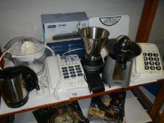 A mixed lot of kitchen utensils including juicer, scales etc.,