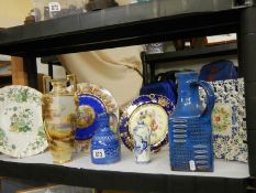 A quantity of collector's cabinet plates, Noritake vase, West German and Delft ewers.