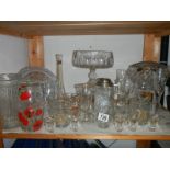 A mixed lot of glass ware including pewter lidded stein, Stuart Crystal, Bohemian crystal etc.,