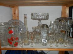 A mixed lot of glass ware including pewter lidded stein, Stuart Crystal, Bohemian crystal etc.,