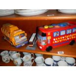 Two toddler's play buses and a limited edition die cast coach.