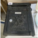 A cast iron wall mounted letter box (locked & no key)