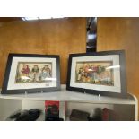 2 framed 3D pictures of novelty golfers