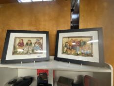 2 framed 3D pictures of novelty golfers
