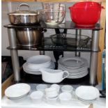 A quantity of kitchenalia including Pyrex and quantity of white crockery COLLECT ONLY