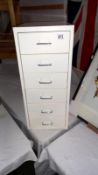 A vintage metal filing office chest of drawers, 41cm x 28cm x 66cm high, COLLECT ONLY