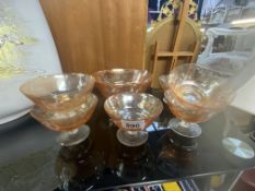 A carnival glass fruit bowl set, COLLECT ONLY