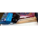 2 recorders, 2 sets of drumsticks, a boxed Ocarina and 2 sets of headphones