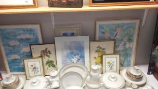 A quantity of framed & glazed floral pictures COLLECT ONLY