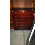 A dark wood stained bedroom chest of drawers, 76cm x 45cm x 98cm high, COLLECT ONLY
