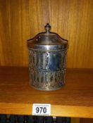 An Edwardian Walker & Hall silver plated sugar jar with glass liner