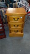 A solid pine 3 drawer bedside chest of drawers, COLLECT ONLY
