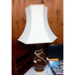 A brown pottery table lamp, height 85cm, COLLECT ONLY