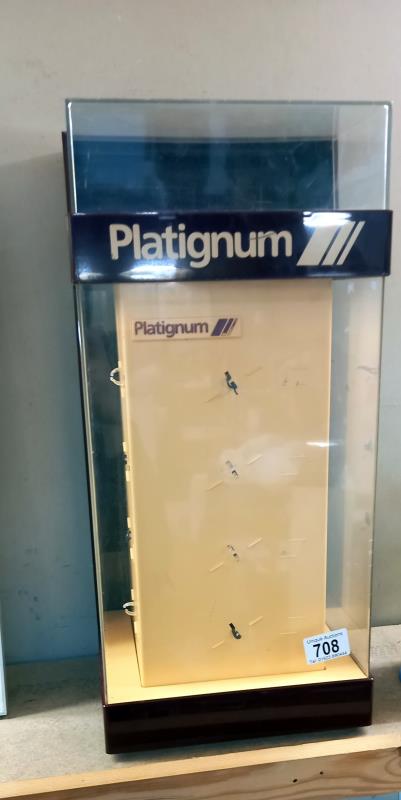 A vintage Platignum fountain pen shop display cabinet 23cm x 21cm x height 49cm COLLECT ONLY