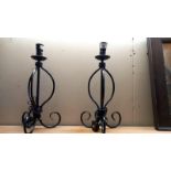 A pair of wrought iron table lamps height 47cm