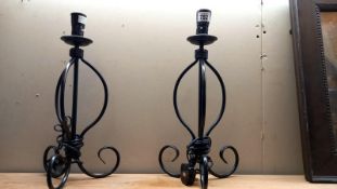 A pair of wrought iron table lamps height 47cm