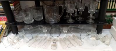 A quantity drinking glasses including wine and shot