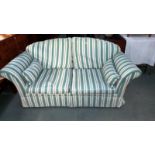 A green & white striped settee, COLLECT ONLY