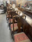 A set of 6 Edwardian dining chairs with Egyptian revival seats COLLECT ONLY.
