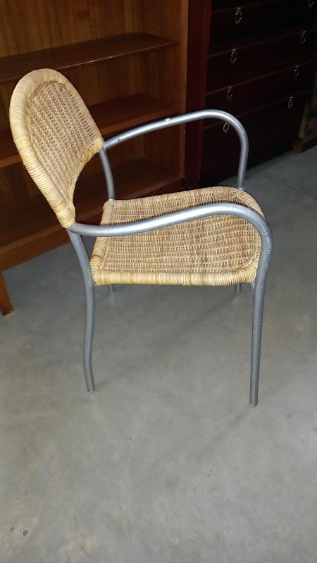 A metal framed chair with wicker seat & back panel, COLLECT ONLY - Image 2 of 2