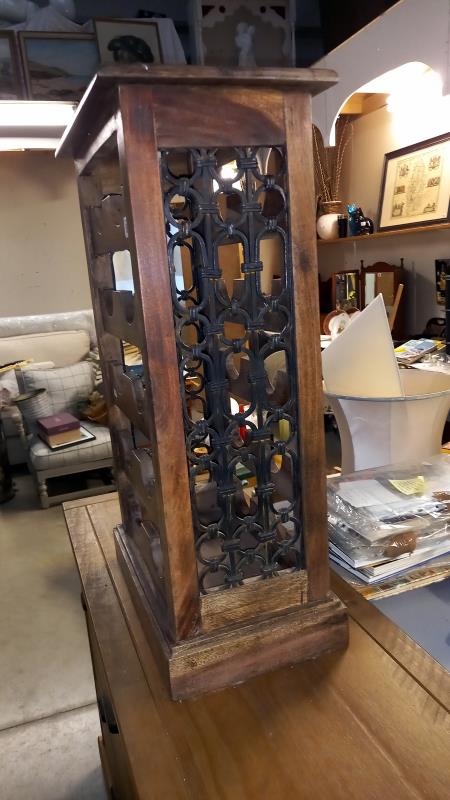 A teak bottle cabinet with wrought iron sides, 47cm x 29cm x 80cm COLLECT ONLY - Image 2 of 2