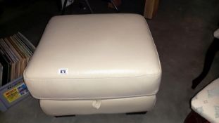 A cream leather pouffe/foot stool, COLLECT ONLY