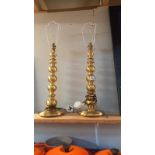 2 Franklite brushed brass table lamps