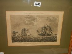 An early engraving featuring sailing ships, dated 1786.
