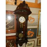 A Victorian mahogany double regulator wall clock with brass weights, COLLECT ONLY.