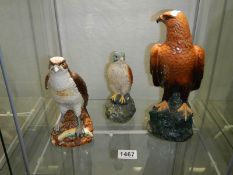 Royal Doulton Whyte and Mackay Golden Eagle decanter empty, Osprey & Kestrel with some contents.
