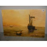 A framed oil on board seascape with galleon signed B Cooper 1975.