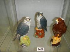 Three Royal Doulton Whyte and Mackay birds of prey decanters with some contents. osprey, Merlin
