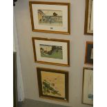 Three framed and glazed Chinese watercolours.