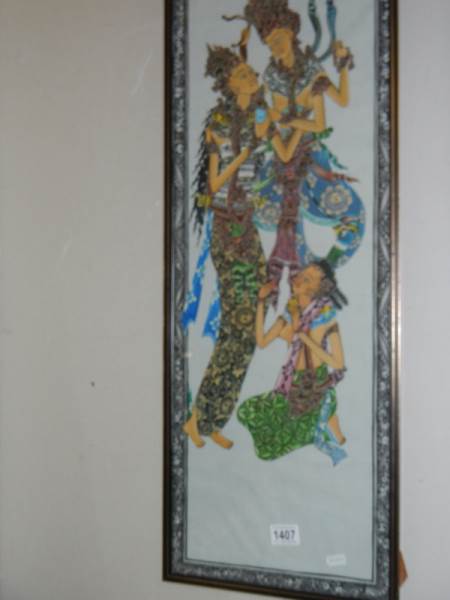 A framed and glazed painting on silk.