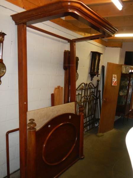 A Victorian mahogany half-tester bed, 5 foot wide COLLECT ONLY.