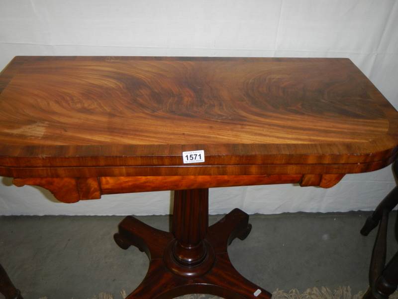 A Victorian mahogany fold over card table, COLLECT ONLY. - Image 2 of 3