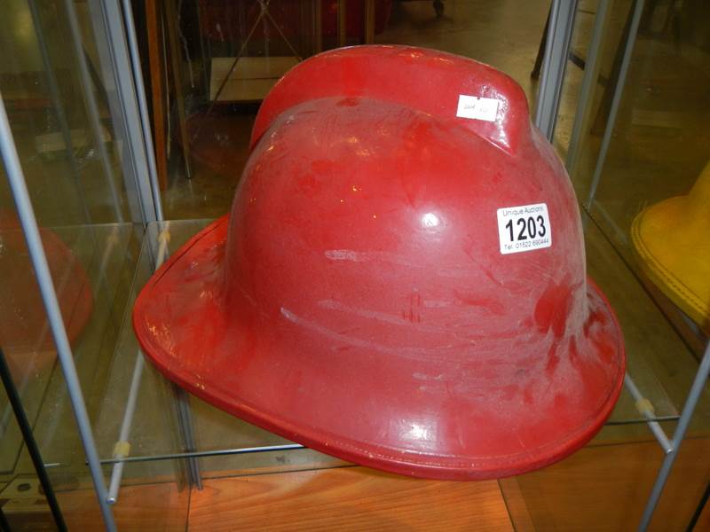 An old fireman's helmet.