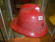 An old fireman's helmet.