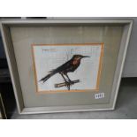 A framed and glazed study of a birds bearing the signature 'Bernard Buffet'.