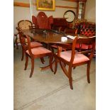 An oval mahogany dining chair with a set of six rail back chairs, COLLECT ONLY.