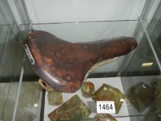 A vintage Lycette leather racing bicycle saddle.