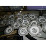 A quantity of grey and white soup bowls etc.,