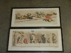 A pair of framed and glazed signed dog prints.