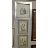 Three framed and glazed fashion studies.