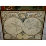 An early framed and glazed world map.