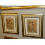 Two framed and glazed Chinese watercolours of ladies.
