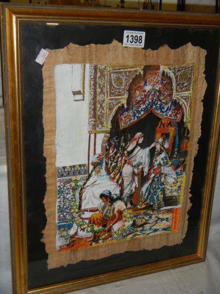 An Egyptian painting on papyrus of a market place.