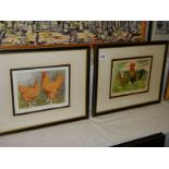 A pair of framed and glazed prints of poultry by Ludlow.