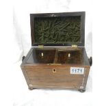 A Victorian rosewood tea caddy in very good condition.